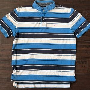 Tommy Hilfiger Men's Polo in Blue and White Stripes